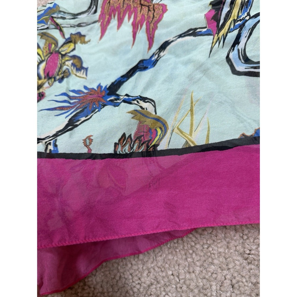 Balenciaga Rosabotanica Silk Floral Square Scarf Multicolor Made in Italy 26x24 - Picture 4 of 7